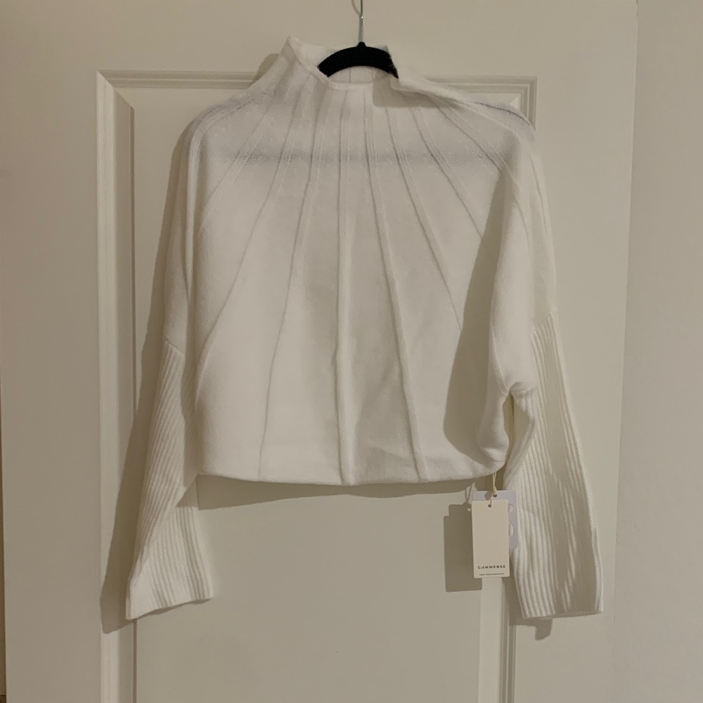 Commense White Ribbed Women's Sweatshirt